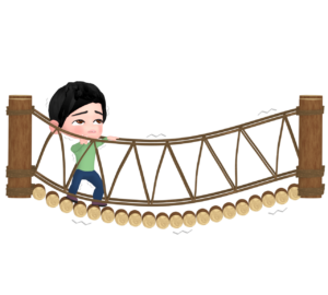 吊り橋を渡る人のイラスト