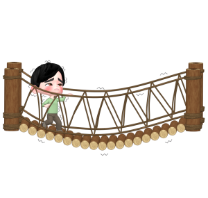 吊り橋を渡る人のイラスト