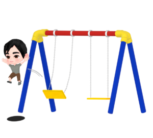 ブランコから飛び降りるイラスト
