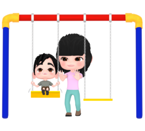 ブランコで遊ぶ親子のイラスト