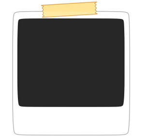 テープでとめるフォトフレームのイラスト