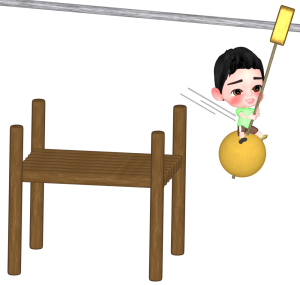 ターザンロープで遊ぶ子供のイラスト