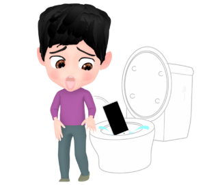 トイレに携帯電話を落とすイラスト