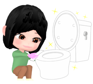 トイレ掃除をする女性のイラスト