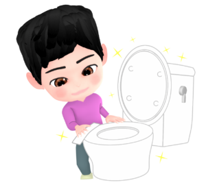 トイレ掃除をする男性のイラスト