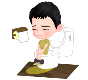 トイレに座る男の子のイラスト