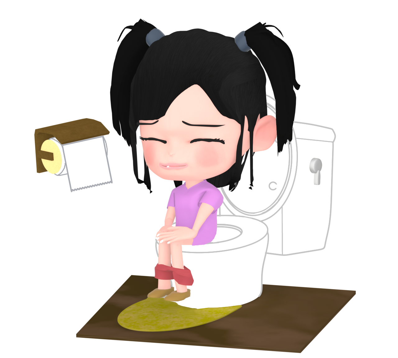 トイレに座る女の子のイラスト