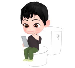 トイレでスマホを使う人のイラスト