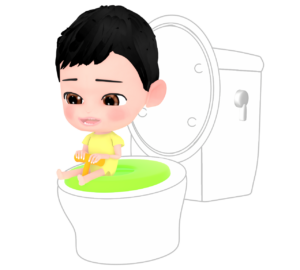 トイレトレーニングをする男の子のイラスト