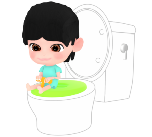 トイレトレーニングをする女の子のイラスト