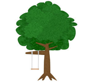 木のブランコのイラスト