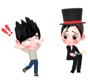 上半身と下半身が分離するマジックのイラスト
