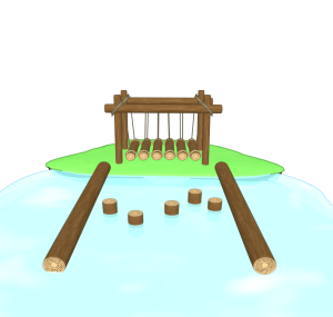 水上アスレチックのイラスト