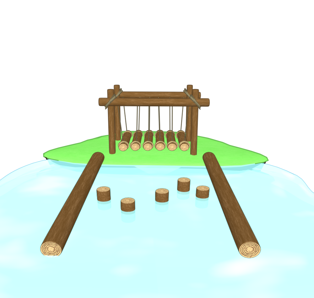 水上アスレチックのイラスト