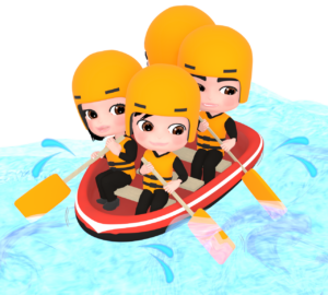 激流川下りのイラスト