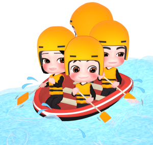 激流川下りのイラスト