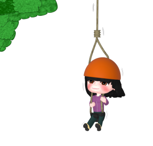 ツリークライミングを楽しむ女性のイラスト