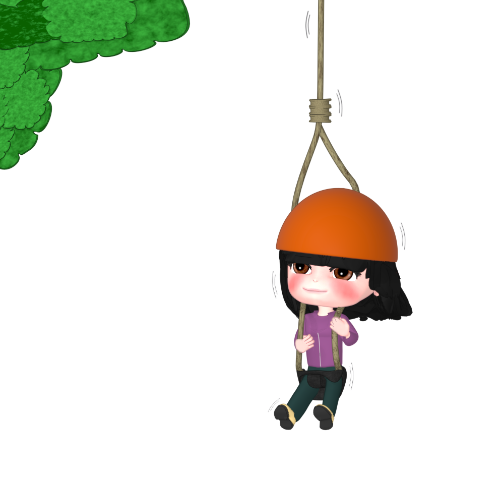 ツリークライミングを楽しむ女性のイラスト