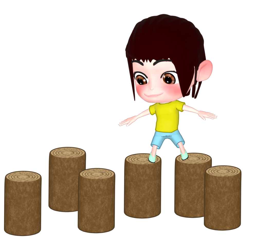 木製遊具で遊ぶ女の子のイラスト