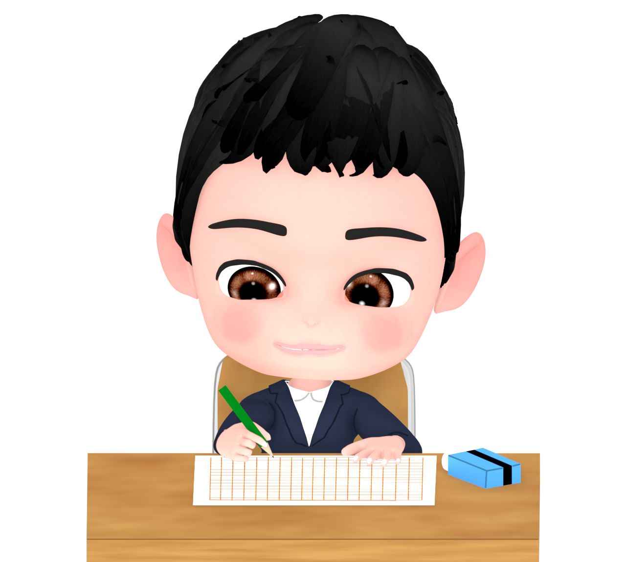 作文を書く子供のイラスト