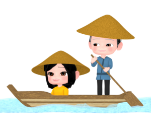 柳川 川下りのイラスト