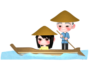 柳川 川下りのイラスト