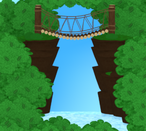 森の中の吊り橋のイラスト