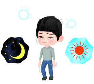 徹夜明けのイラスト