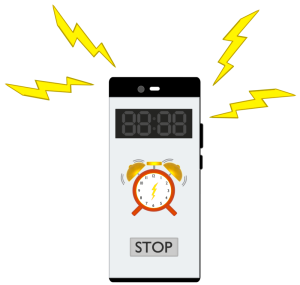 アラームが鳴るスマートフォンのイラスト