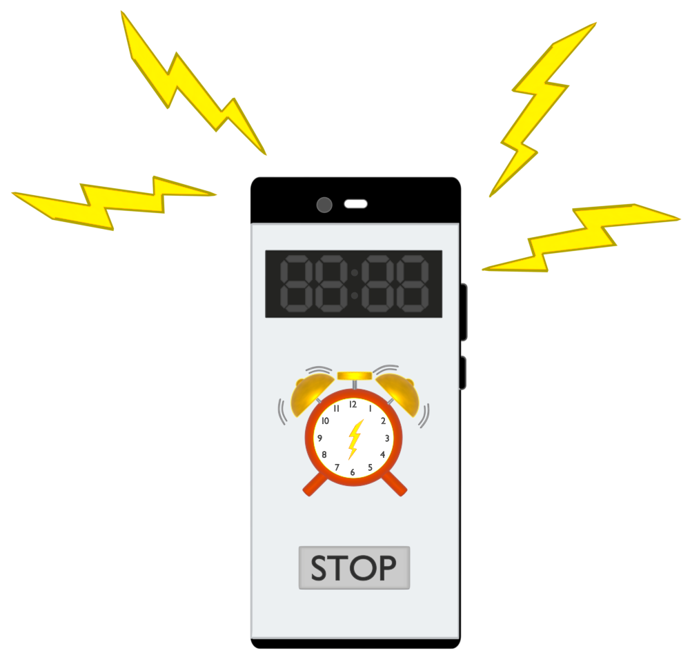 アラームが鳴るスマートフォンのイラスト