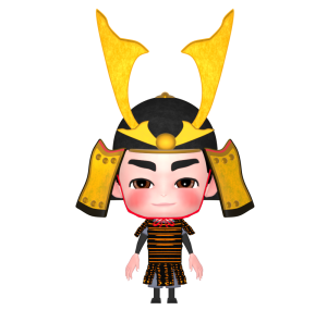 鎧兜を着たかわいい男の子のイラスト