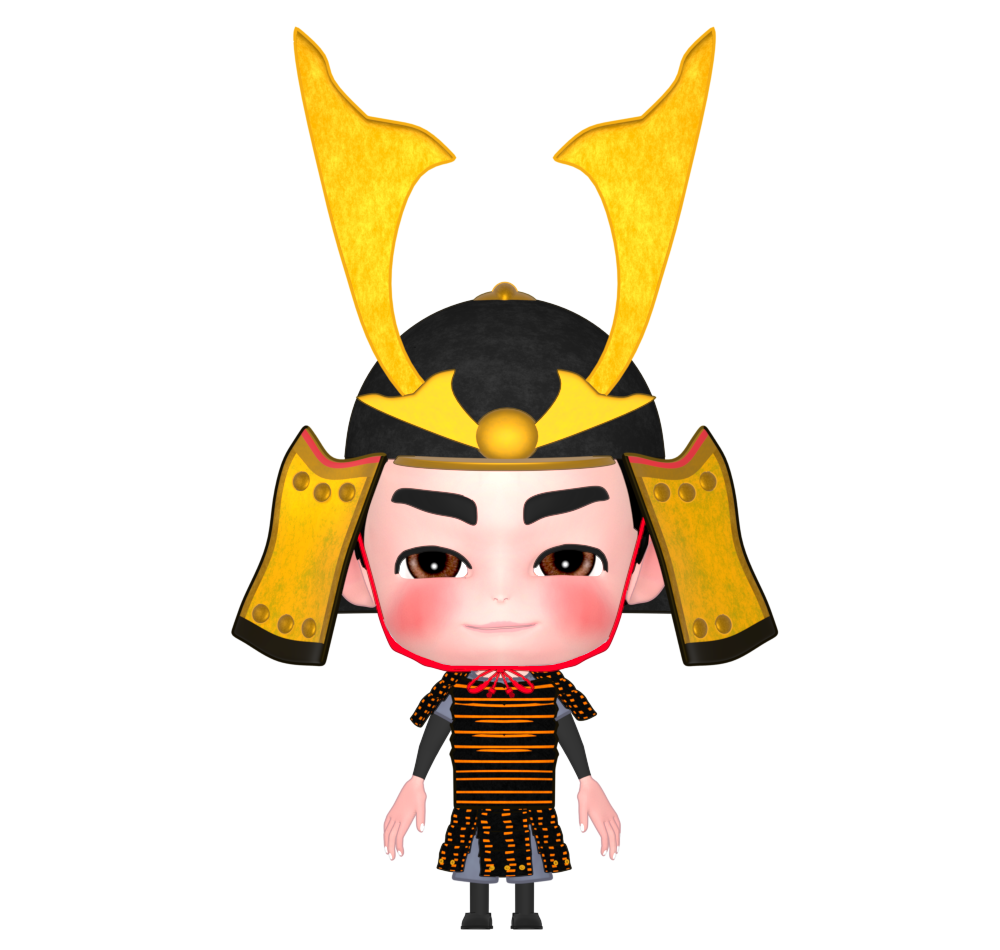 鎧兜を着たかわいい男の子のイラスト