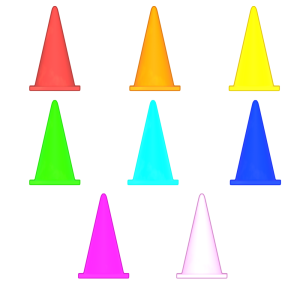 カラフルなカラーコーンのイラスト