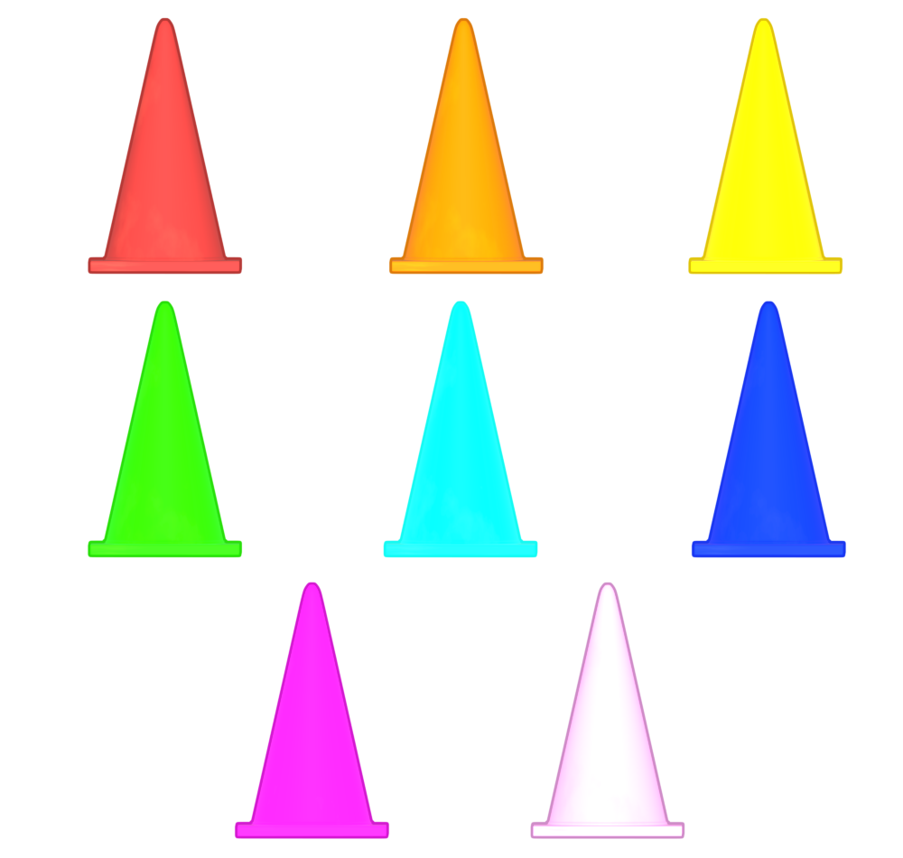 カラフルなカラーコーンのイラスト