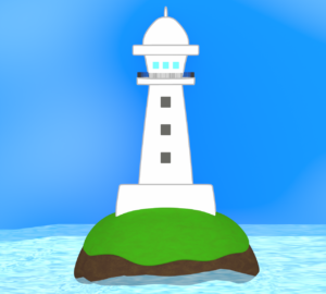 かわいい海の灯台のイラスト