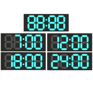 デジタル時計 文字盤の数字のイラスト