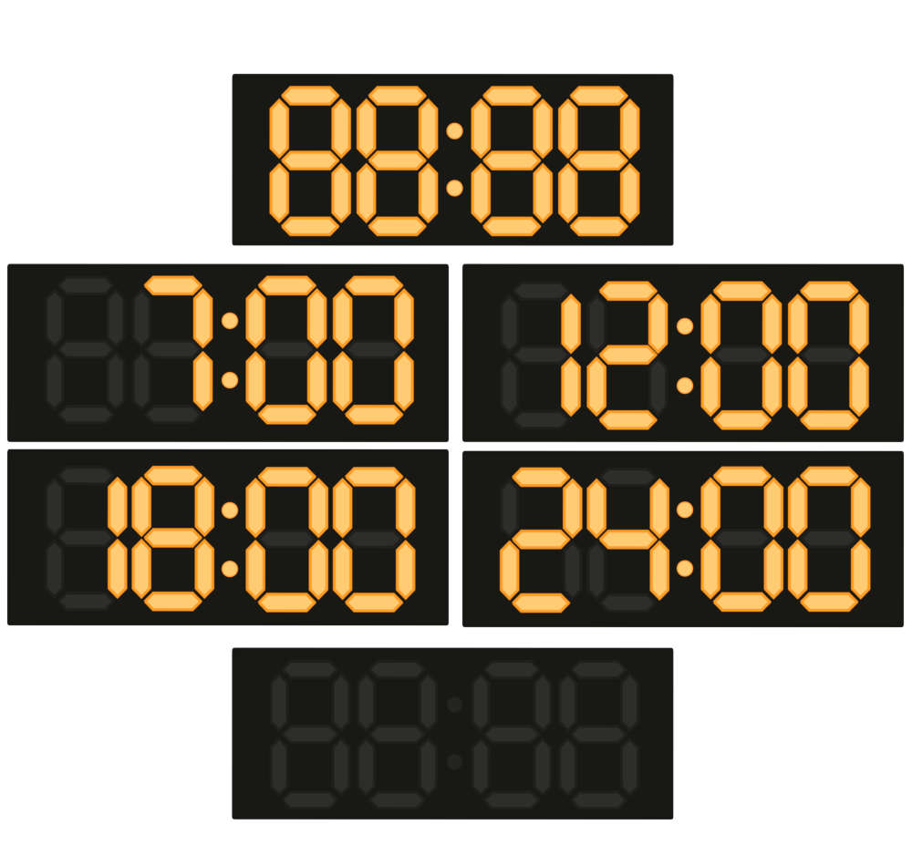デジタル時計の数字のイラスト