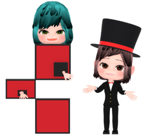 人体切断マジックのイラスト