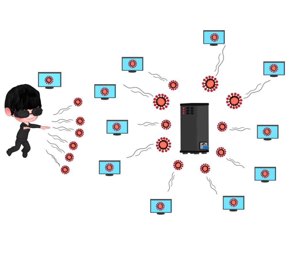 分散型サービス拒否のイラスト