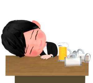 酔っ払う女の子のイラスト