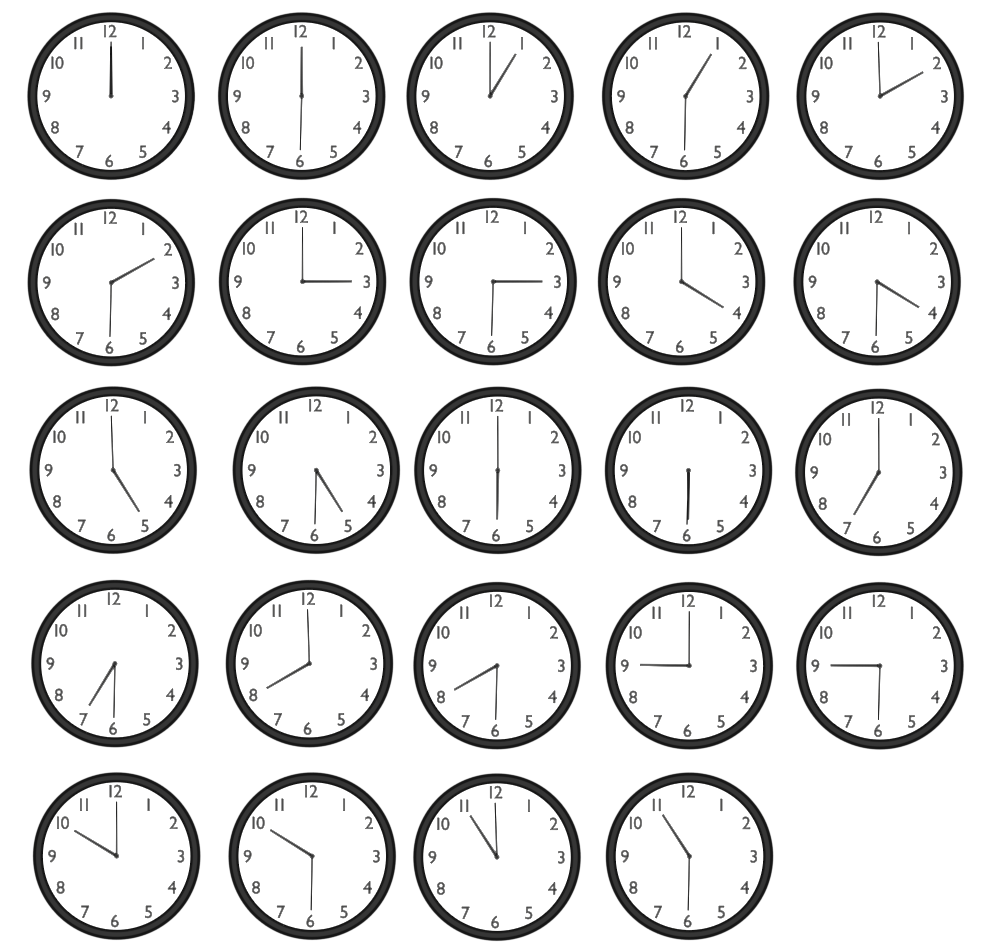 30分毎の時計のイラスト