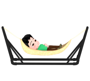 自立式ハンモックで昼寝をする人のイラスト