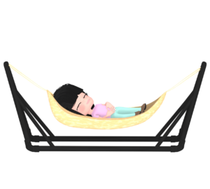 自立式ハンモックで寝る人のイラスト