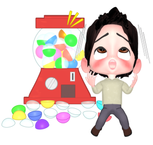 ガチャガチャでハズレた人のイラスト