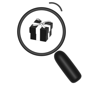 プレゼントと虫眼鏡のアイコン