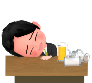 自宅で酔っ払う人のイラスト