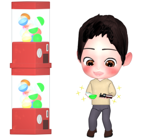 欲しいガチャガチャが当たる人のイラスト