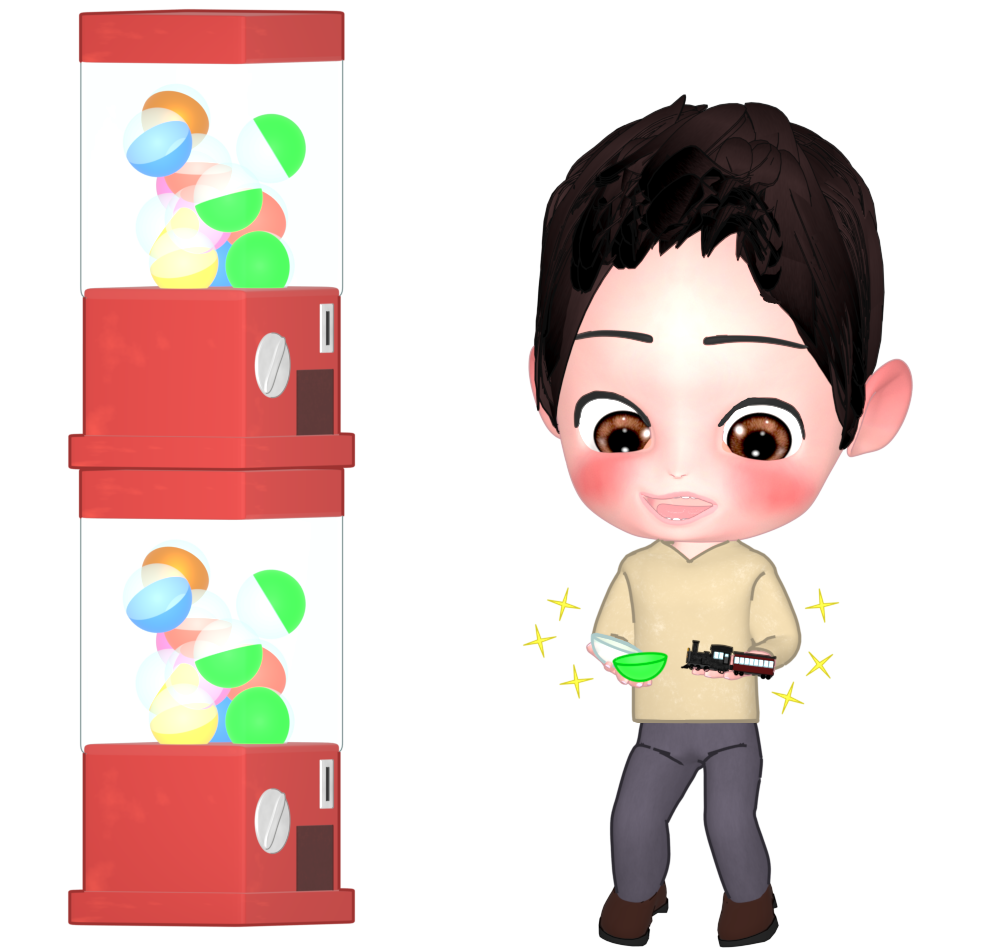 欲しいガチャガチャが当たる人のイラスト