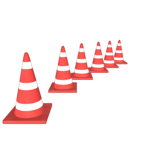 並ぶカラーコーンのイラスト