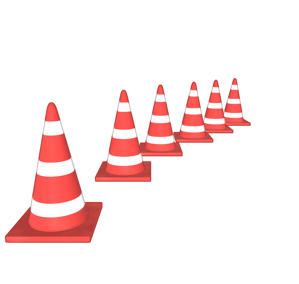 並ぶカラーコーンのイラスト